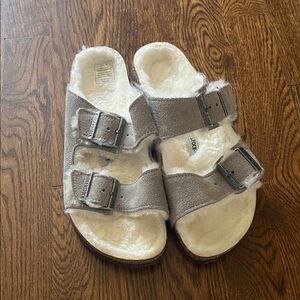 Birkenstock Gray Suede Buckle Sandals